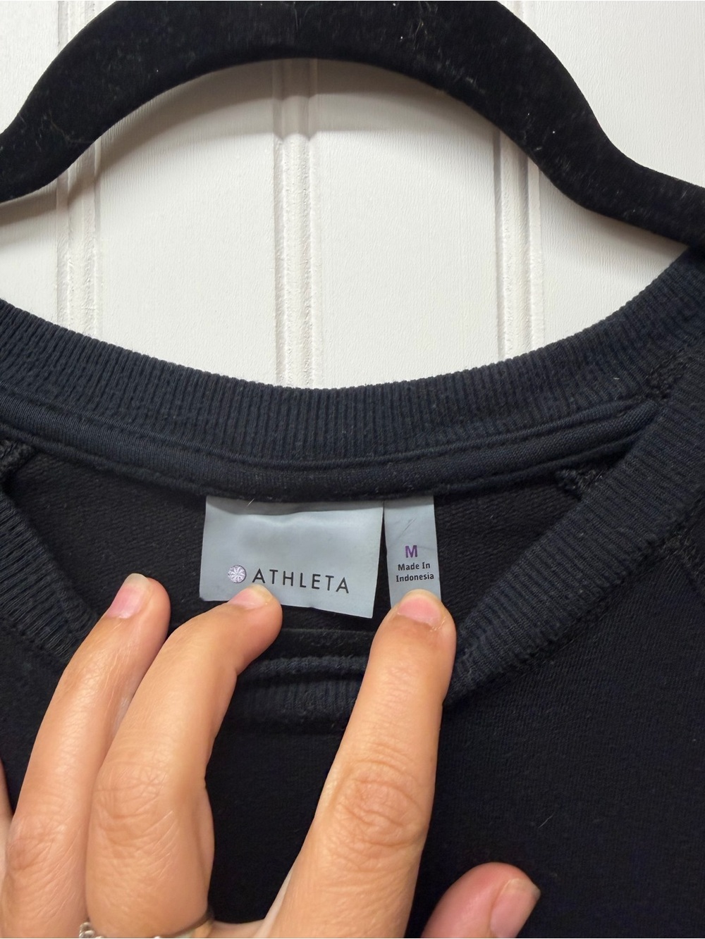 Athleta Black Pullover Sweatshirt with Ribbed Neck